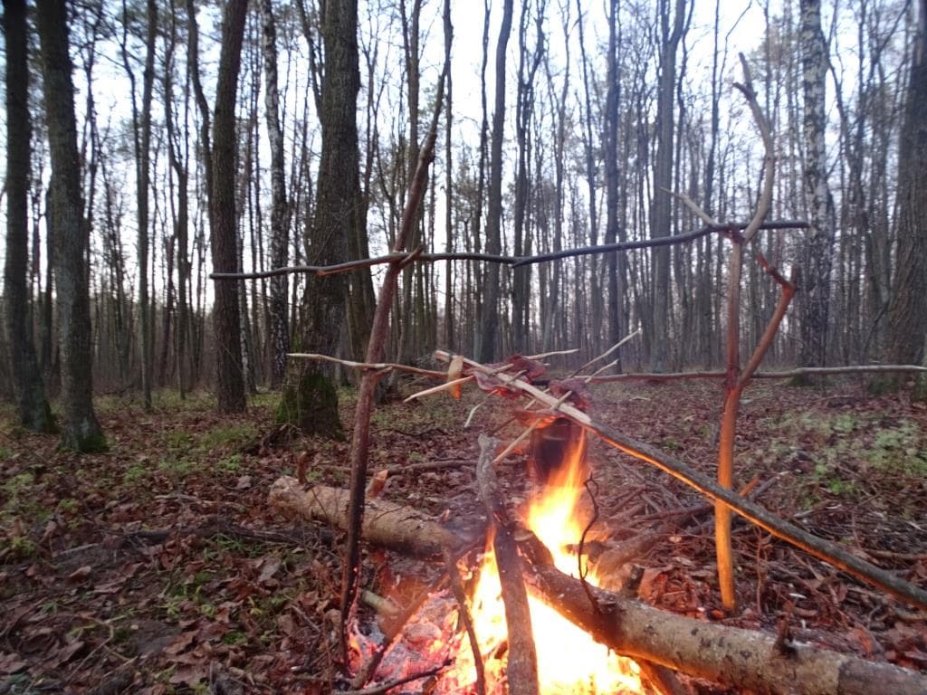 miejsce na biwak - ognisko w lesie